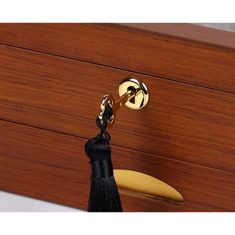 Wooden Watch Boxes Drawer Jewelry Watches Display Box Transparent Window Watches Storage Case with Lock Jewellery Organizer