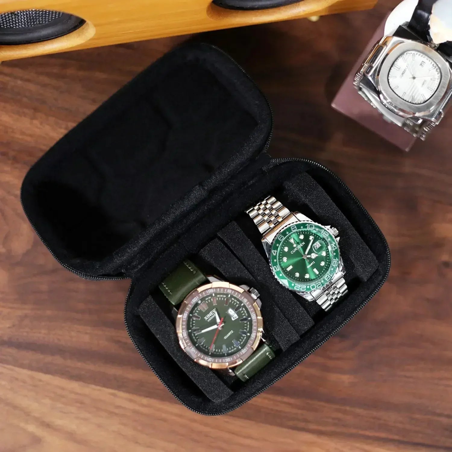 Watch Box Organizer for Men or Women，Watch Travel Case Portable Storage Watch Display Holder for Wristwatches and Smart Watches