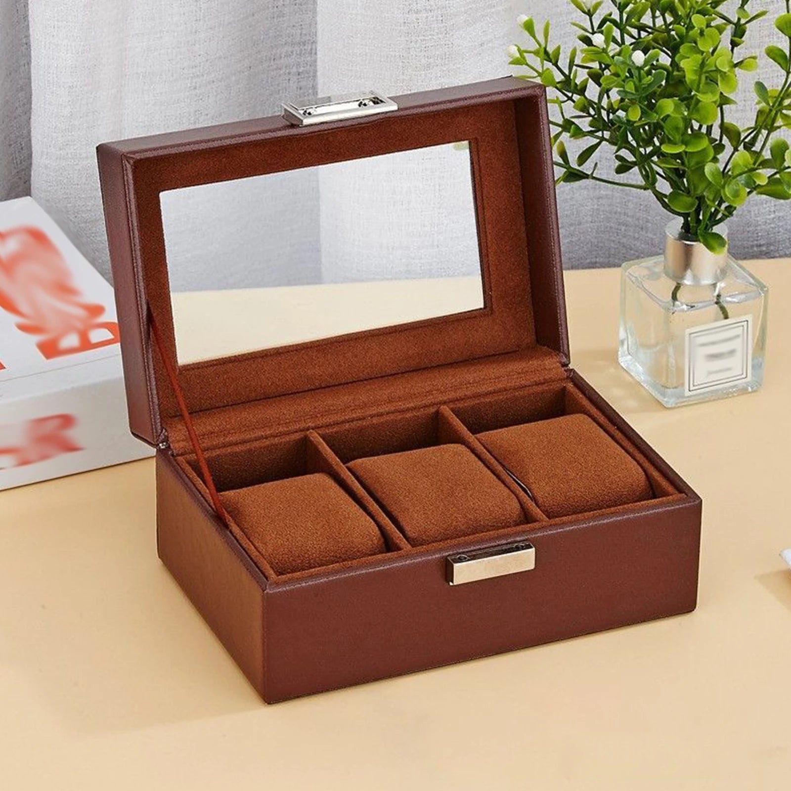 Watch Box ,  Watch Storage Watch Holder Organizer, Watch Display Case with Glass Lid