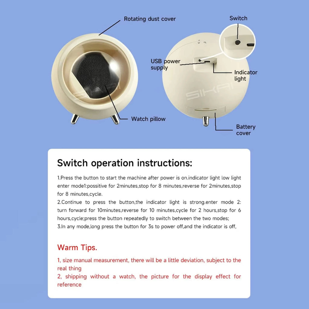 Unique Watch Winders Box for Automatic Watches Usb Power Globally Motor Mechanical Watch Rotate Stand Box Fashion Decoration